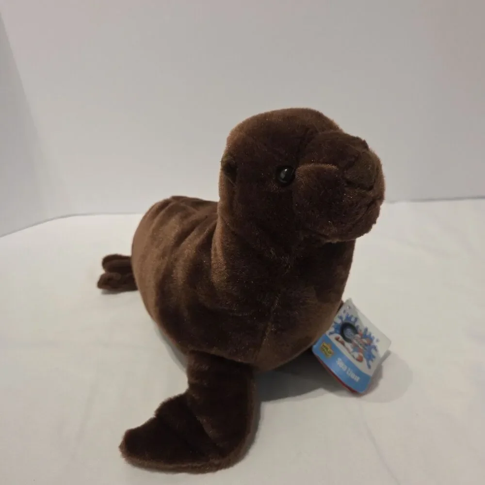 Nwt Wild Republic Cuddlekins Sea Lion Brown With Green Tag Stuffed Animal Toy